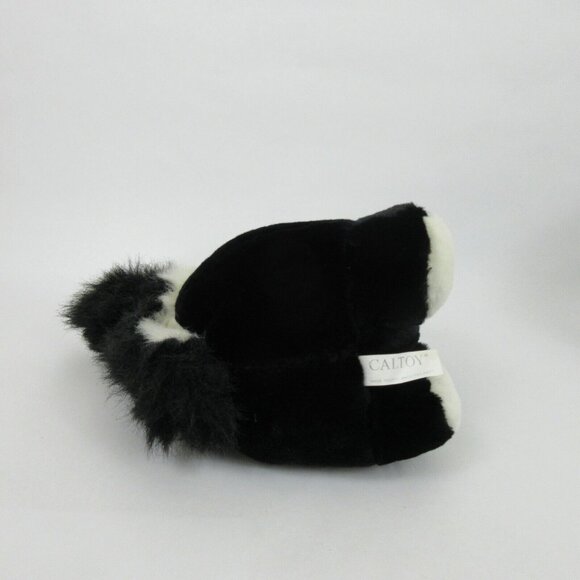 Caltoy Black & White Skunk Plush 10" Sitting Stuffed Animal Tail Stitch Attached - Picture 6 of 6